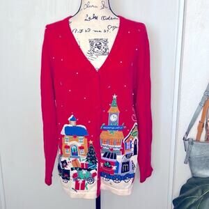 Novelty Village "Ugly Christmas" Knit Cardigan Sweater size Medium